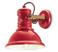 Applique Industrial Ferro E Ceramica Vintage Rosso 1 Luce E27