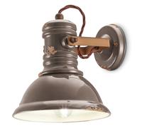 Applique Industrial Ferro E Ceramica Vintage Tortora 1 Luce E27