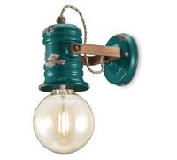 Applique Industrial Minimal Urban Ferro E Ceramica Vintage Verde 1 Luce E27