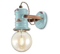 Applique Industrial Minimal Urban Ferro Ceramica Vintage Azzurro 1 Luce E27