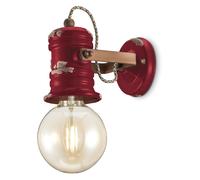 Applique Industrial Minimal Urban Ferro E Ceramica Vintage Bordeaux 1 Luce E27