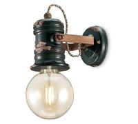 Applique Industrial Minimal Urban Ferro E Ceramica Vintage Nero 1 Luce E27