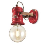 Applique Industrial Minimal Urban Ferro E Ceramica Vintage Rosso 1 Luce E27