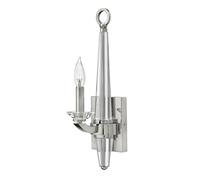 Applique Industrial Nordico Ascher Acciaio Nichel Lucido Cristallo 1 Luce E14