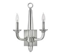 Applique Industrial Nordico Ascher Acciaio Nichel Lucido Cristallo 2 Luci E14