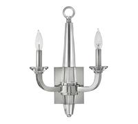 Applique Industrial Nordico Ascher Acciaio Nichel Lucido Cristallo 2 Luci E14