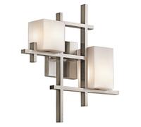 Applique Industrial Nordico City Lights Acciaio Peltro Vetro 2 Luci G9 3 Led
