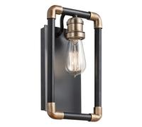 Applique Industrial Nordico Imahn Acciaio Nero Ottone 1 Luce E27