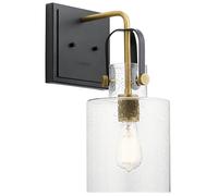 Applique Industrial Nordico Kitner Acciaio Ottone Naturale Vetro 1 Luce E27
