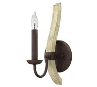 Applique Industrial Nordico Middlefield Acciaio Ferro Ruggine Legno 1 Luce E14