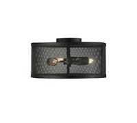 Applique Industrial-Nordico Rete Acciaio Nero 3 Luci E27