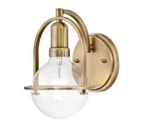 Applique Industrial Nordico Somerset Acciaio Ottone Antico Vetro 1 Luce E27