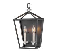 Applique Industrial Nordico Stinson Acciaio Nero E Nichel Lucido 2 Luci E14