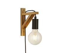 Applique Industrial-Nordico Tribeca Acciaio Marrone Legno Nero 1 Luce E27 [EEK: A++]