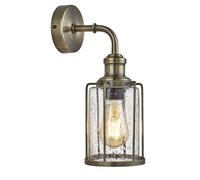 Applique Industrial-Nordico Tubi Acciaio Ottone Vetro 1 Luce E27