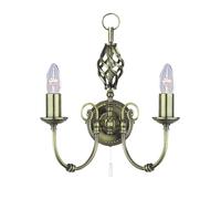 Lampada da parete Zanzibar 2Lt - Metallo ottone anticato