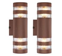 Applique interna Applique Up Down Applique color bronzo 2 fiamme, vetro, plastica, 2x prese E27, HxLxP 22x6,5x9,5 cm