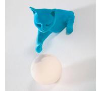 Applique Karman Maoo, ceramica azzurra, vetro, statuetta di gatto Karman