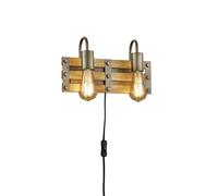 Applique Khan 2 luci legno e metallo anticato L 35 cm