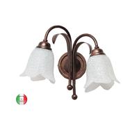 Applique Lampada a parete Ferro Battuto 2 luci shabby chic Made in Italy
