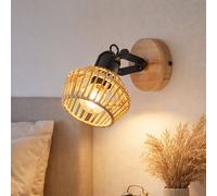 Applique Lampada Da Letto Orientabile Corda Di Canapa Naturale LED H 22 cm
