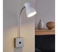 Applique Lampada Da Lettura Spot Regolabile In Metallo Argento Bianco 1X LED