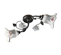 Applique Lampada da Muro Doppia due Luci rose dipinte a mano PISA H 17 cm Sp 17 cm 46 cm peso 1 kg - Attacco Lampada E14 interno esterno, Bianco Vintage nero