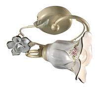 Plafoniera Classica Pisa Metallo E Ceramica Bianco Sfumato Oro 1 Luce E14