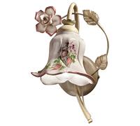 Applique Lampada da Muro in Ceramica con Delicate rose dipinte a mano PISA H 26 cm Sp 21 cm ? 12 cm peso 1 kg - Attacco Lampada E14 interno esterno, Bianco Vintage multicolor