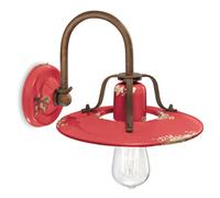 Applique Lampada da Muro Retrò, COUNTRY H 21 cm Sp 30 cm25 cm peso 1,20 kg - Attacco Lampada E27 interno VINTAGE Rosso rosso