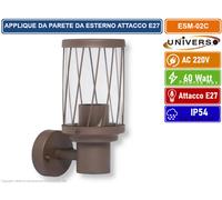 APPLIQUE LAMPADA DA PARETE CON PORTALAMPADA E27 DA ESTERNO IP54 ROSSO RUGGINE