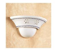 Applique lampada da parete in ceramica con paralume lavorato e decorato rustica country retrò - Ø cm.30 - Blu