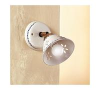 Applique lampada da parete in ceramica traforata e decorata rustica country - Ø 14 cm - Rosso