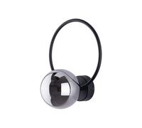Applique Lampada Da Parete In Metallo Vetro Fumé G9 Nero Grafite Sfera Moderna