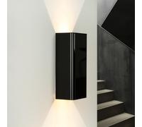 Applique Lampada Da Parete Interna Su Giù Nera Lucida GU10 Metallo Moderno