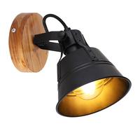 Applique Lampada da parete Lampada da corridoio Metallo Legno nero marrone Spot regolabile H 18 cm