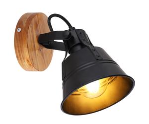 Applique Lampada da parete Lampada da corridoio Metallo Legno nero marrone Spot regolabile H 18 cm