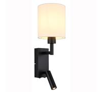 Applique Lampada da parete Lampada da lettura nero opaco tessile bianco Spot LED H 45,5 cm
