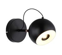 Applique, lampada da parete, luce da corridoio, metallo, nero e oro, LED, regolabile, D 12 cm