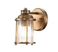 Applique Lampada Da Parete Per Bagno Ottone Vetro IP44 1xE27 Altezza 20,6 Cm