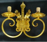 applique lampada da parete per salone ferro battuto forgiato foglia oro art.L44