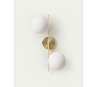 Applique lampada da parete stile vintage in metallo color bronzo sfere in vetro [EEK: A]