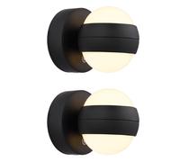 Applique Lampada da parete Up Down Luce da soggiorno Batteria ricaricabile USB nera Touch dimmer Sfera, plastica, 1x LED 1.4W 90Lm bianco caldo, DxD 10x12.5 cm, set di 2