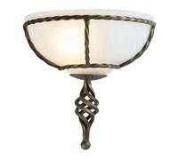 Applique Lampada Ferro Battuto Vetro Nero Oro B 26 Cm