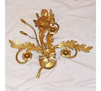 APPLIQUE LAMPADA LED ART.530 FERRO BATTUTO FORGIATO ORO ANTICO FIORI CRISTALLO
