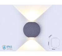 Applique Lampada LED da Muro Palla Sferica 6W 4000K Carcassa Grigia Doppio