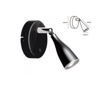 Applique Lampada Led Da Parete Con Interruttore Carcassa Nera 3000K Testa Orient