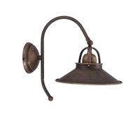 Applique lampada parete in ottone brunito a parabola linea Country per interno