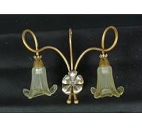 APPLIQUE LAMPADA PARETE LUCI LED ORO E ARGENTO ANTICO VETRO CRISTALLO ART.L50