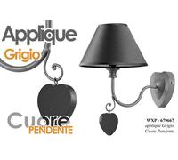 APPLIQUE LAMPADA PARETE MURO 1 LUCE BRACCIO CUORE PENDENTE METALLO GRIGIO 3320 [EEK: A+++]